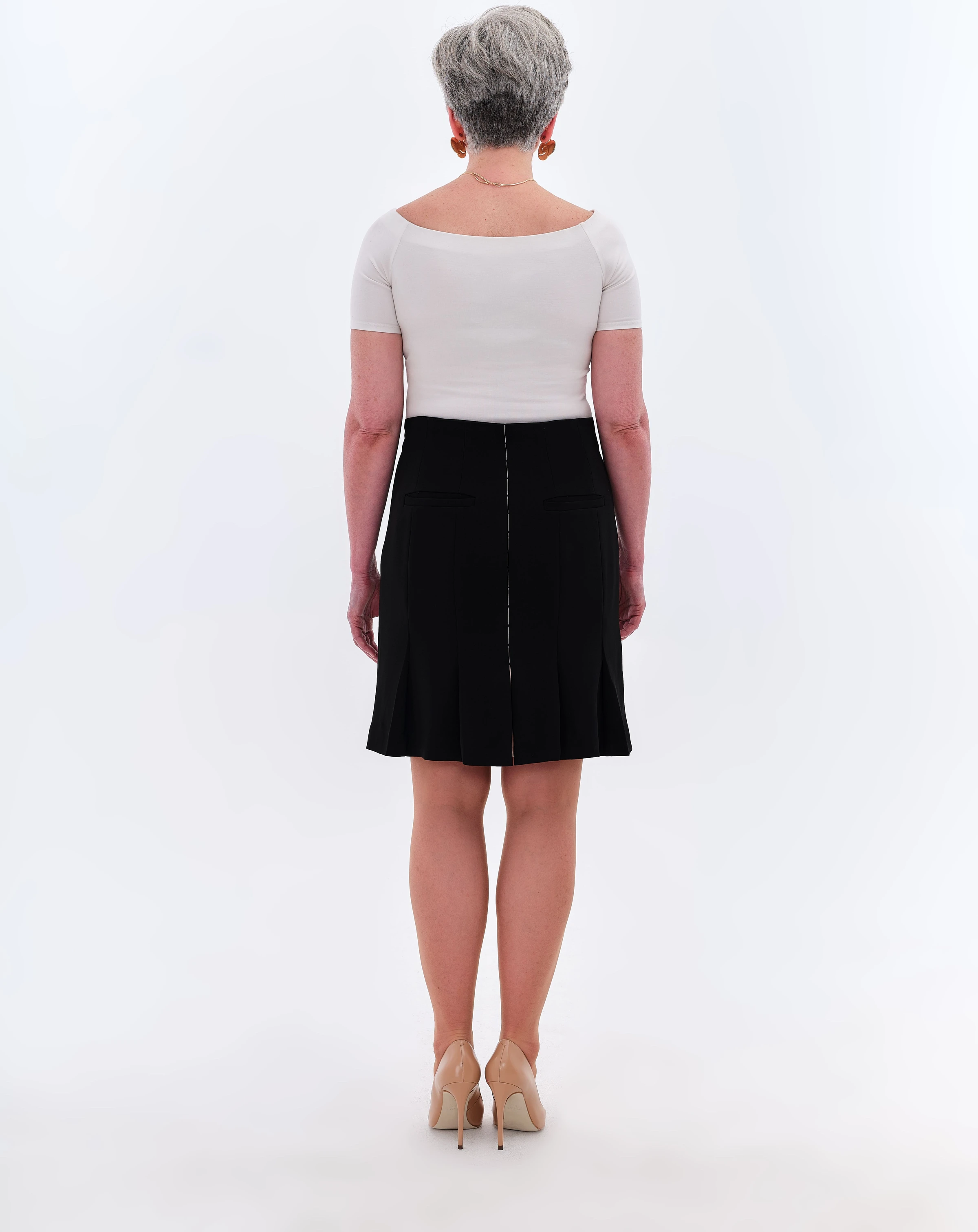 The DAY Skirt — wool crepe — black / silk — black