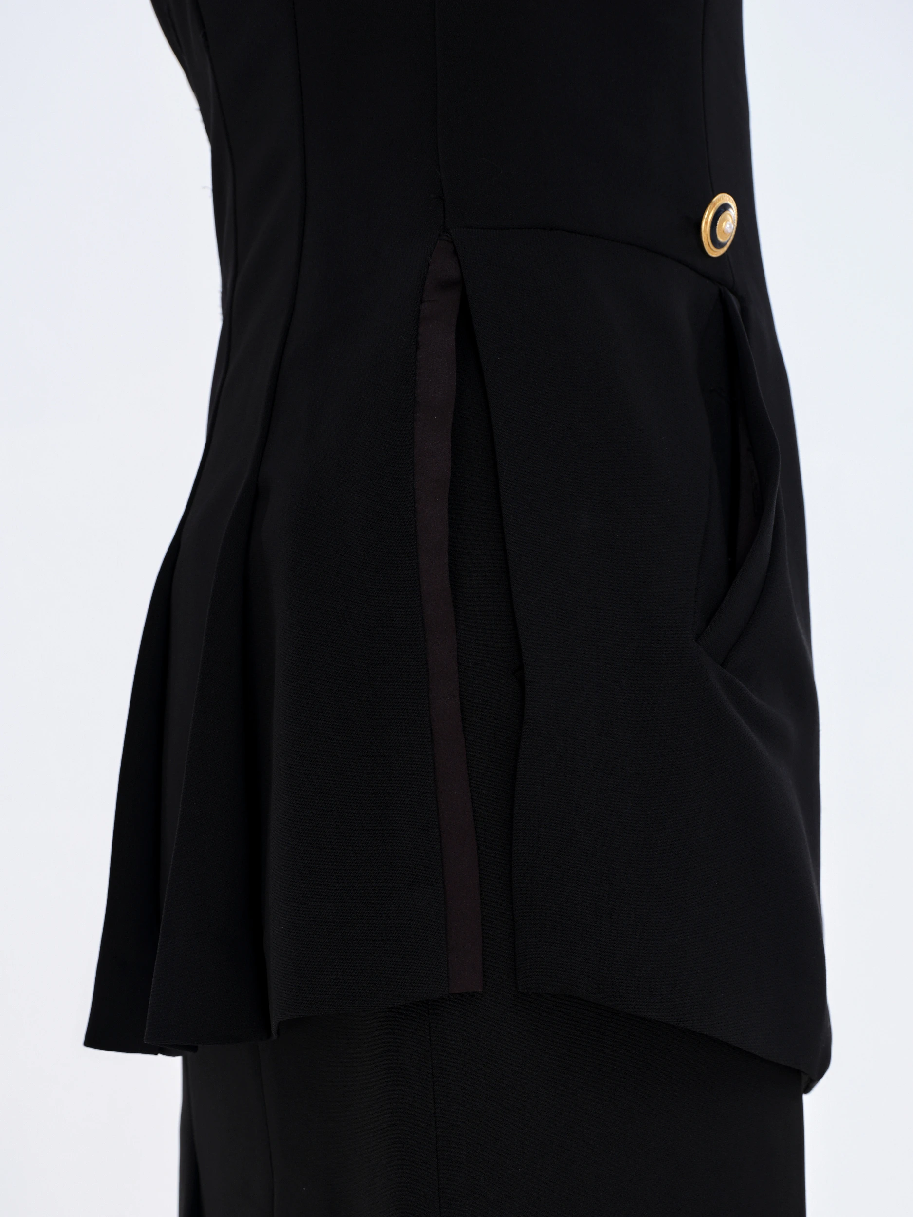 The DAY Jacket — wool crepe — black / silk — black